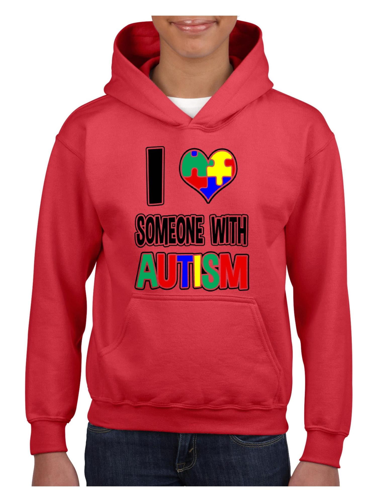 Autism Awareness Sweater with Kanga Pocket Ribbon Womens EcoSmart Sweatshirt Long Hoodie Dress 