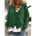 thumbnail image 2 of Pull Femme Tricoté Décontracté Col en V Cardigan Couleur Unie, 2 of 4