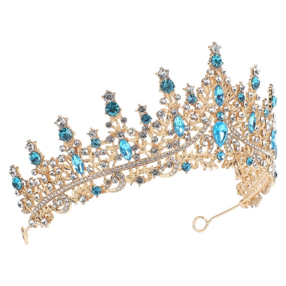 UPOUART Sky Blue European Style Bridal Crown Fit for Wedding and