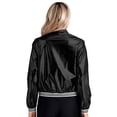 thumbnail image 2 of Alvivi Veste Bomber Holographique à Fermeture Éclair pour Femmes Manches Longues Col Baseball Noir P, 2 of 7
