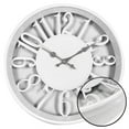 thumbnail image 1 of Hauz - Round Wall Clock, 12" Diameter, Large Numbers, Quartz Precision, White, 1 of 2