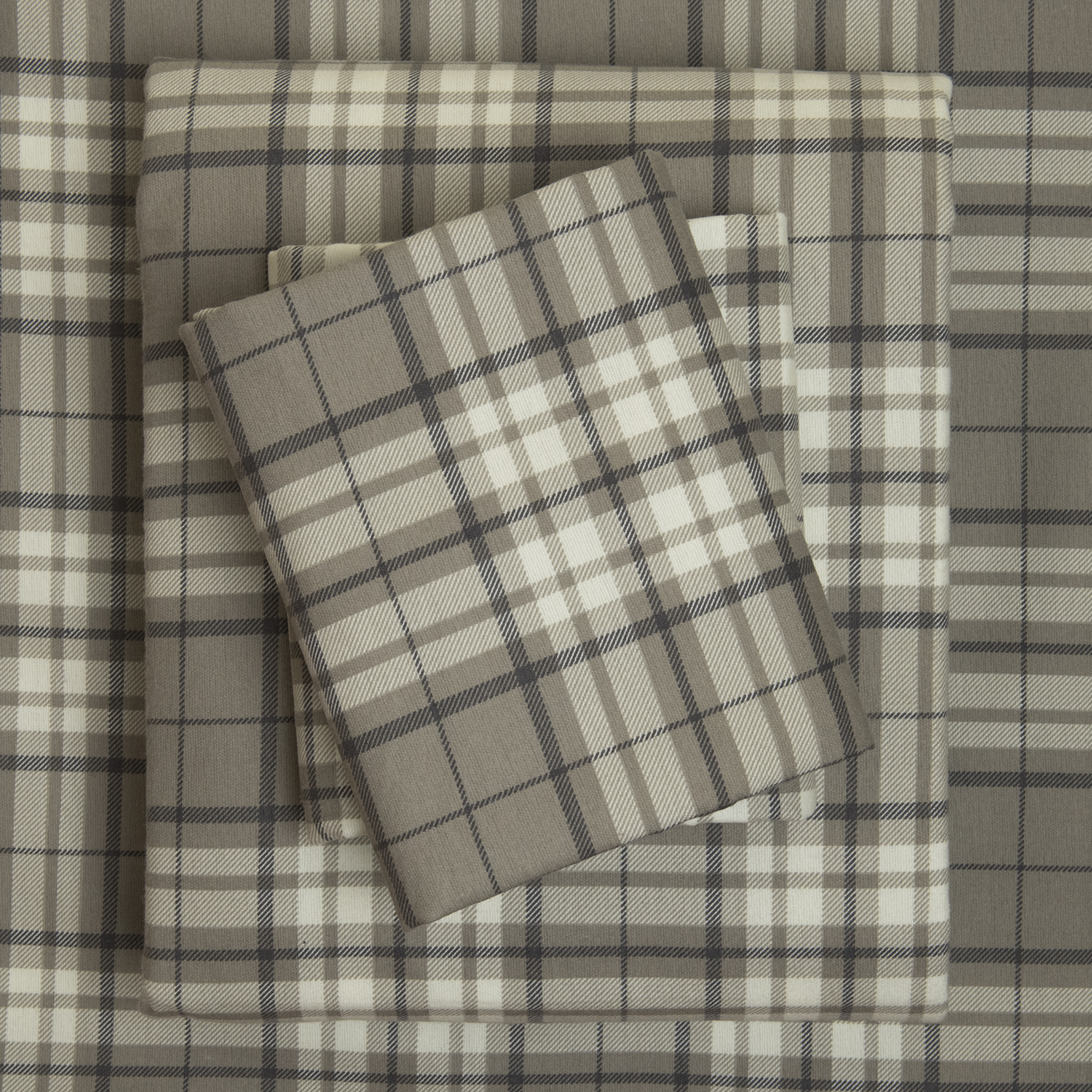 Mainstays Flannel Sheet Set Taupe Plaid Queen - image 3 of 7