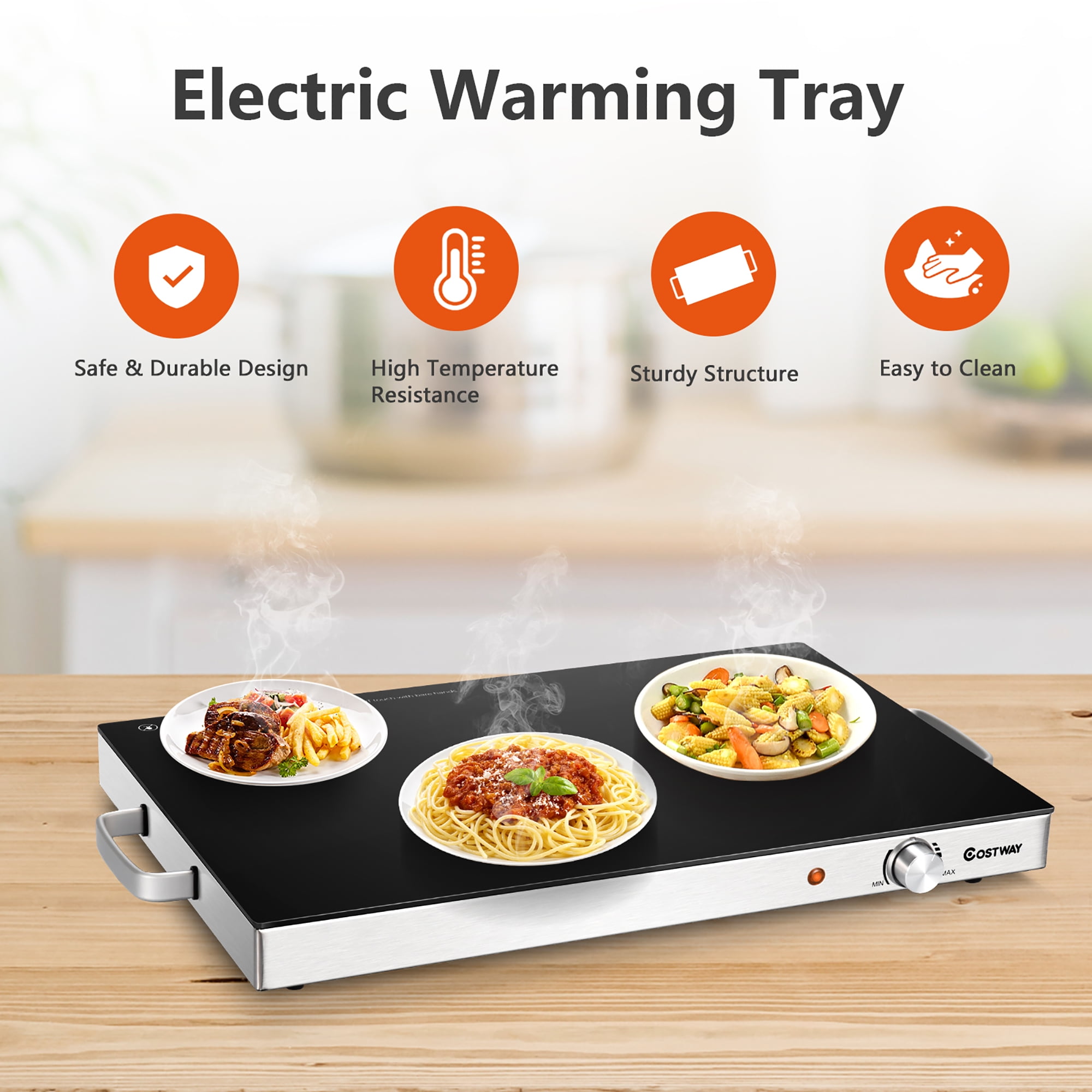 Costway Electric Food Warmer Stainless Steel Warming Tray Adjustable -  Yahoo Shopping