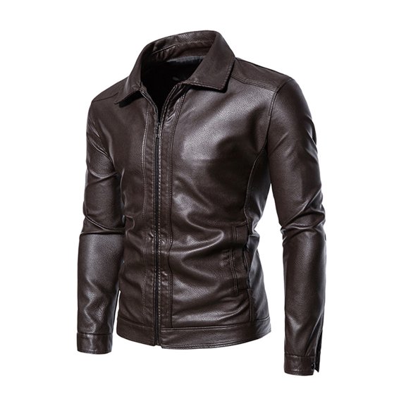 Men's 2024 Korean Style Casual Leather Jacket Trendy Lapel Coat for Fashionable Outerwear