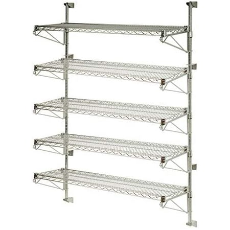 

21 Deep x 36 Wide x 54 High Adjustable 5 Tier Chrome Wall Mount Shelving Kit