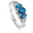 thumbnail image 4 of CHOOSE YOUR COLOR Blue Simulated Sapphire Wedding Ring .925 Sterling Silver Infinity Band CZ Female Size 12, 4 of 4