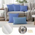 thumbnail image 6 of Violet Color Outdoor Waterproof Pillow Covers, Geometric Green Vertical Striped Modern Decorative Square Throw Pillowcase Sofa Cushion Sham for Patio/Couch/Chair, 16"x16" 2 Pack, 6 of 8