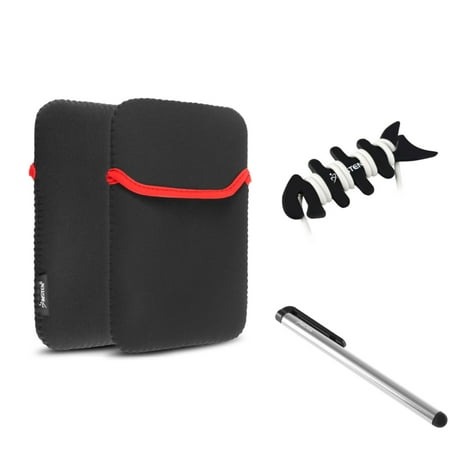 Insten Black Sleeve Case Bag + Stylus + Fishbone Wrap For Apple iPad Mini 3rd / 2nd Retina Display / 1st Gen