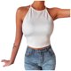 thumbnail image 1 of Gibobby Blusa Mujer Sólido Sin mangas Tops Halter Tank Slim Vendaje Moda Sexy Blusa de mujer(Blanco,CH), 1 of 5