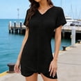 thumbnail image 2 of Bovxnpu Summer Dresses for Women Pineapple Print Beach Dress V Neck Twisted Cover Up Vacation Dress Summer Outfits, 2 of 9