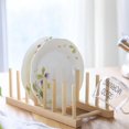 thumbnail image 3 of HAOAN Kitchen Cupboard Shelf Storage Rack Bamboo Wooden Dish Rack Plates Holder 1pc, 3 of 8