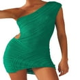 thumbnail image 4 of EIMELI Robe Mini Tricotée Ajourée Sans Manches une Épaule Dos Nu Ajustée Moulante Mode Urbaine, 4 of 9
