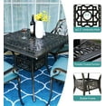thumbnail image 3 of MEETWARM 5-Piece Outdoor Patio Dining Set, All-Weather Cast Aluminum Patio Conversation Set for Backyard Garden Deck with 4 Chairs, 4 Cushions and 35.4" Square Table, 2.2" Umbrella Hole, Ocean Blue, 3 of 7
