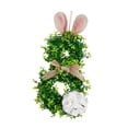 thumbnail image 4 of Corona de Pascua para puerta de entrada. Corona en forma de conejito con orejas y lazo. Letrero de bienvenida. Blanco, 4 of 9