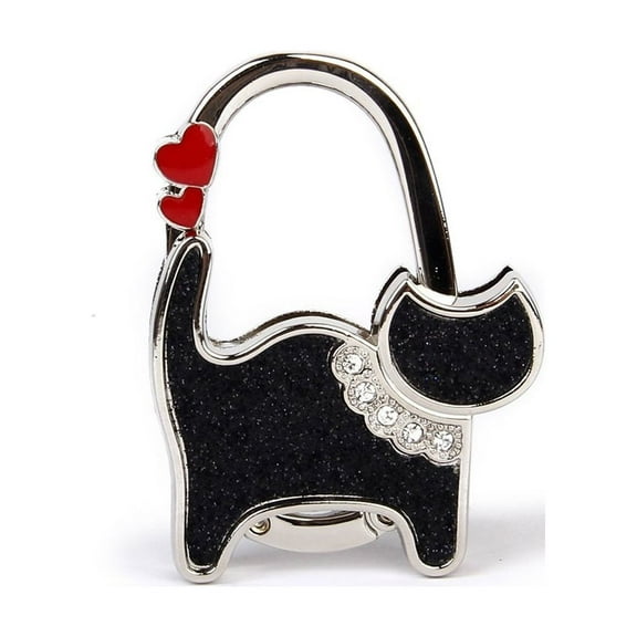 LABSERRON 1Set Black Adorable Cat Shaped Portable Bag Hook Table Purse Hanger for Women