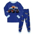 thumbnail image 1 of Caqnni Ensemble de Base Unisexe pour Enfant, Col Rond à Manches Longues et Pantalon à Bande Élastique 2 Pcs, la Tenue Douce Indispensable pour les Jours Frais d'Été à Automne (A-Bleu, 7-8 Ans), 1 of 6