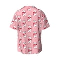 thumbnail image 6 of Lsque pink Scarf bear print Men's Cuban Collar Short Sleeve Shirt Summer Beachwear Casual Button Down Fashionable Vacation Leisure Shirt-3X-Large, 6 of 7