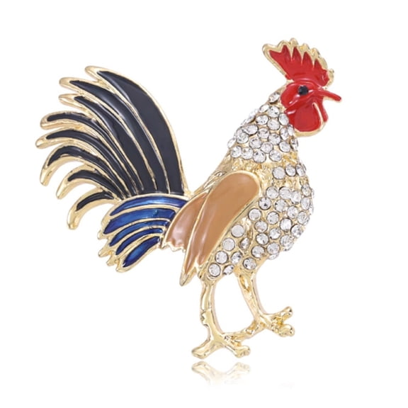 Unique Rooster Brooch Alloy Crystal Pin Suitable for Casual or Formal Unisex Fashion Accessory Rooster Brooch