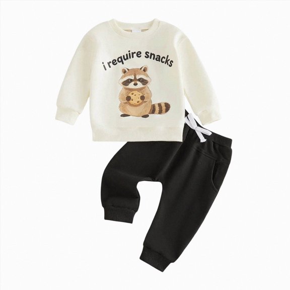 TOWED22 Toddler Baby Boy Fall Clothes Print Long Sleeve Sweatshirt Tops and Shorts Set Winter Outfit 2Pcs