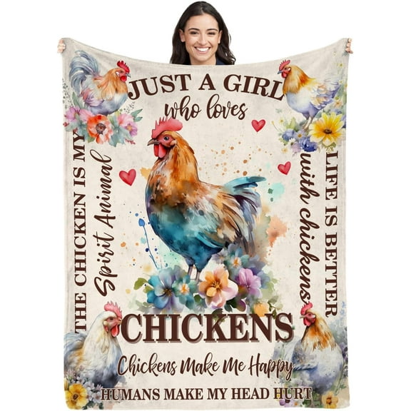 Chicken Blanket for Chicken Lover,50" x 60" Fleece Chicken Throw Blanket for Couch Sofa Bed