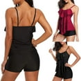 thumbnail image 3 of Women‘s Split Swimsuit  Layered Ruffled Split Swimsuit Top  Two-piece Swimsuit With Boxer Shorts, 3 of 8