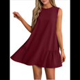 thumbnail image 2 of Vestido Tipo Chaleco Sin Mangas con Cuello Redondo en Color Liso, Color Rojo Vino, Talla S, 2 of 7