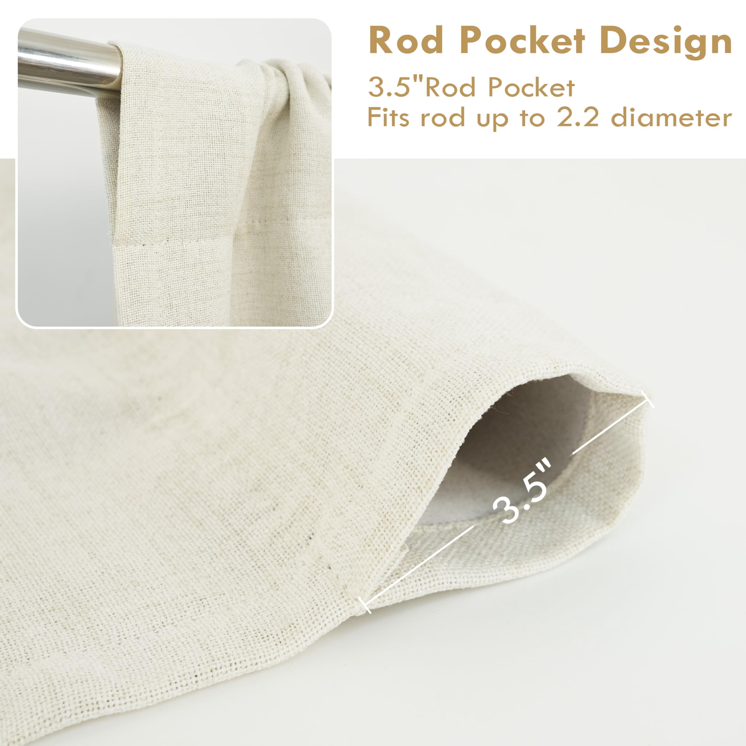 DriftAway Double Layer Linen Blackout Tie Up Curtains Thermal Insulated Fully Lined Balloon Roman Shade Bathroom Window Adjustable Rod Pocket for Small Window 39 Inch by 55 Inch Ivory Cream