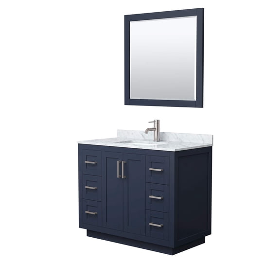 Wyndham Collection Miranda 42" Wood Single Bathroom Vanity in Blue/Nickel Trim