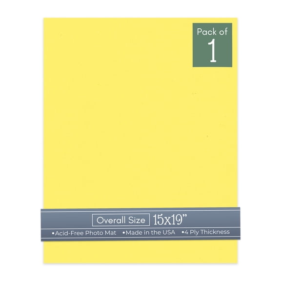 Yellow 15x19 Uncut Art Mat Board - No Opening - 1 Mat