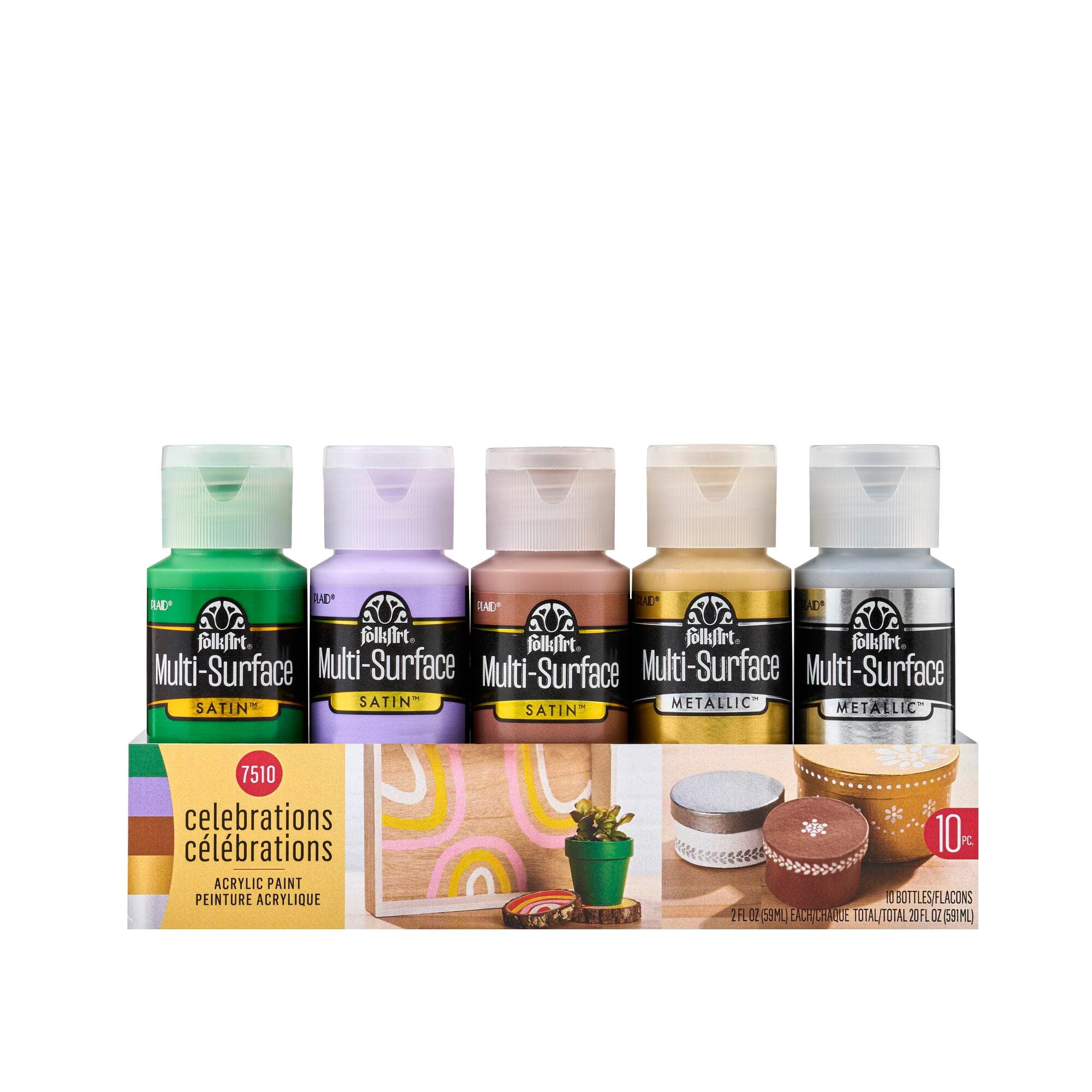 FolkArt Celebrations Multi-Surface Acrylic Paint Set, 6 Packs: 10 ct. (60 total)