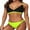 Neon Yellow/Black, variant on Attraco Women V Neck Bikini Set High Cut Bathing Suits 2 Piece Tie Back Swimsuits