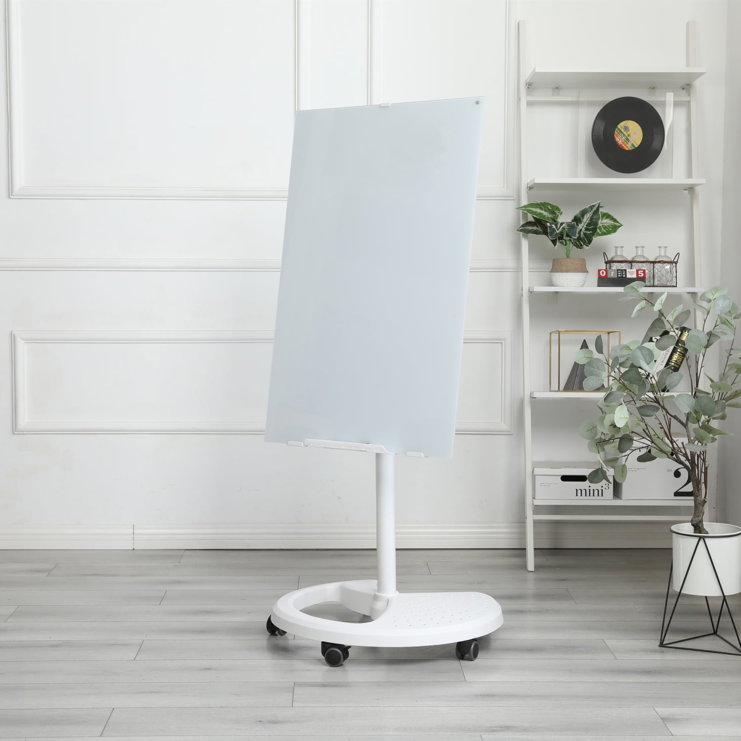Removable Adjustable Height Tempered Glass Whiteboard, 36" x 24"