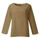 thumbnail image 4 of Camiseta de manga larga y cuello redondo de color liso para mujer: estilo informal y holgado, tejido de poliéster para los días más frescos., 4 of 5