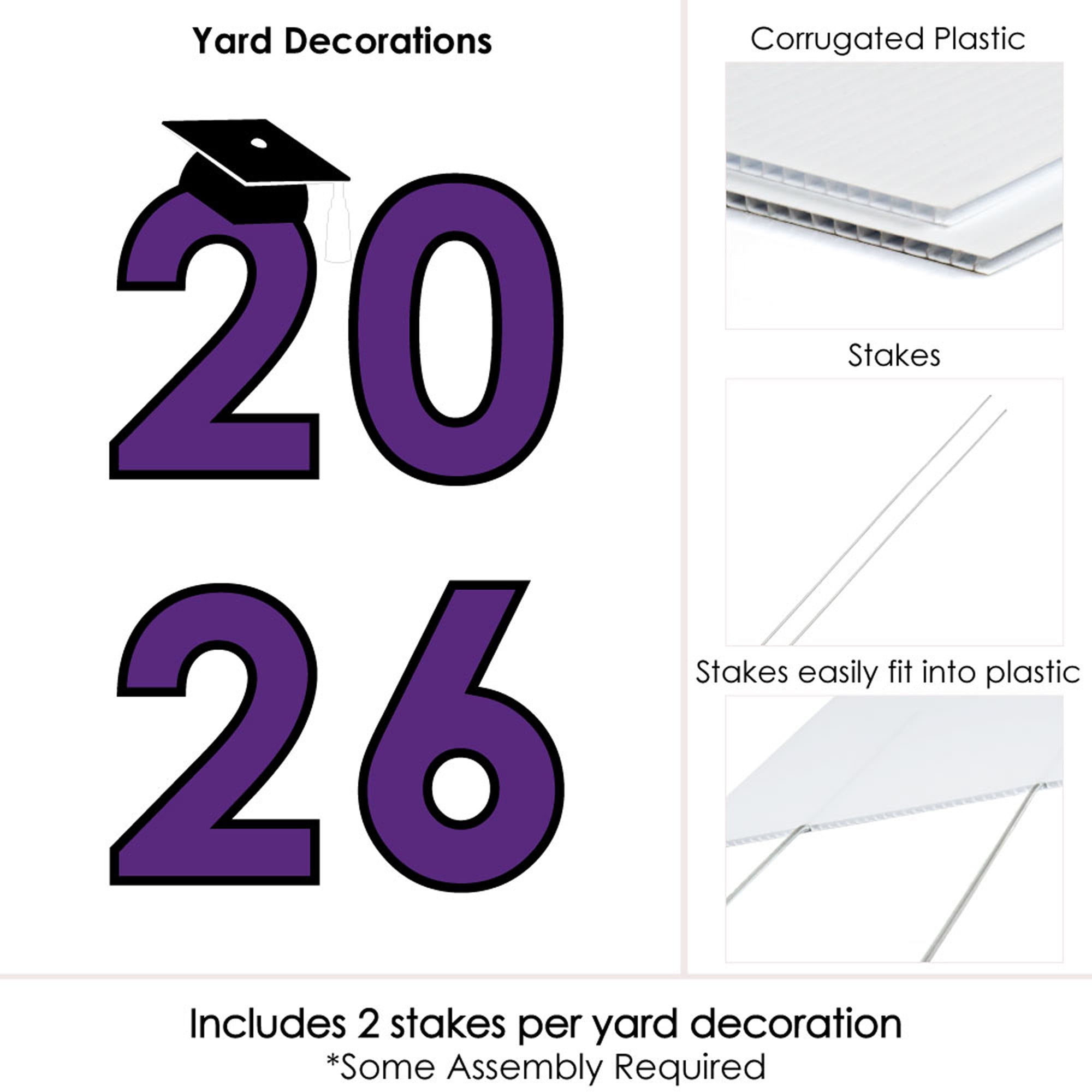 Big Dot of Happiness Purple 2026 Graduation Party Yard Signs - Outdoor Lawn Decorations - 2026