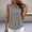 Gray, variant on Womens Sleeveless Collared Blouse Relaxed Fit Gray Cotton Polyester Blend Wrinkle Resistant Top,Size L
