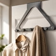 thumbnail image 6 of 17.32 x 8.66 Inch Over The Door Triangle Hook Hanger, 6 Peg Door Hook Rack, No Drill Metal Door Hanging Organizer for Hats, Towels, Bags, 6 of 6