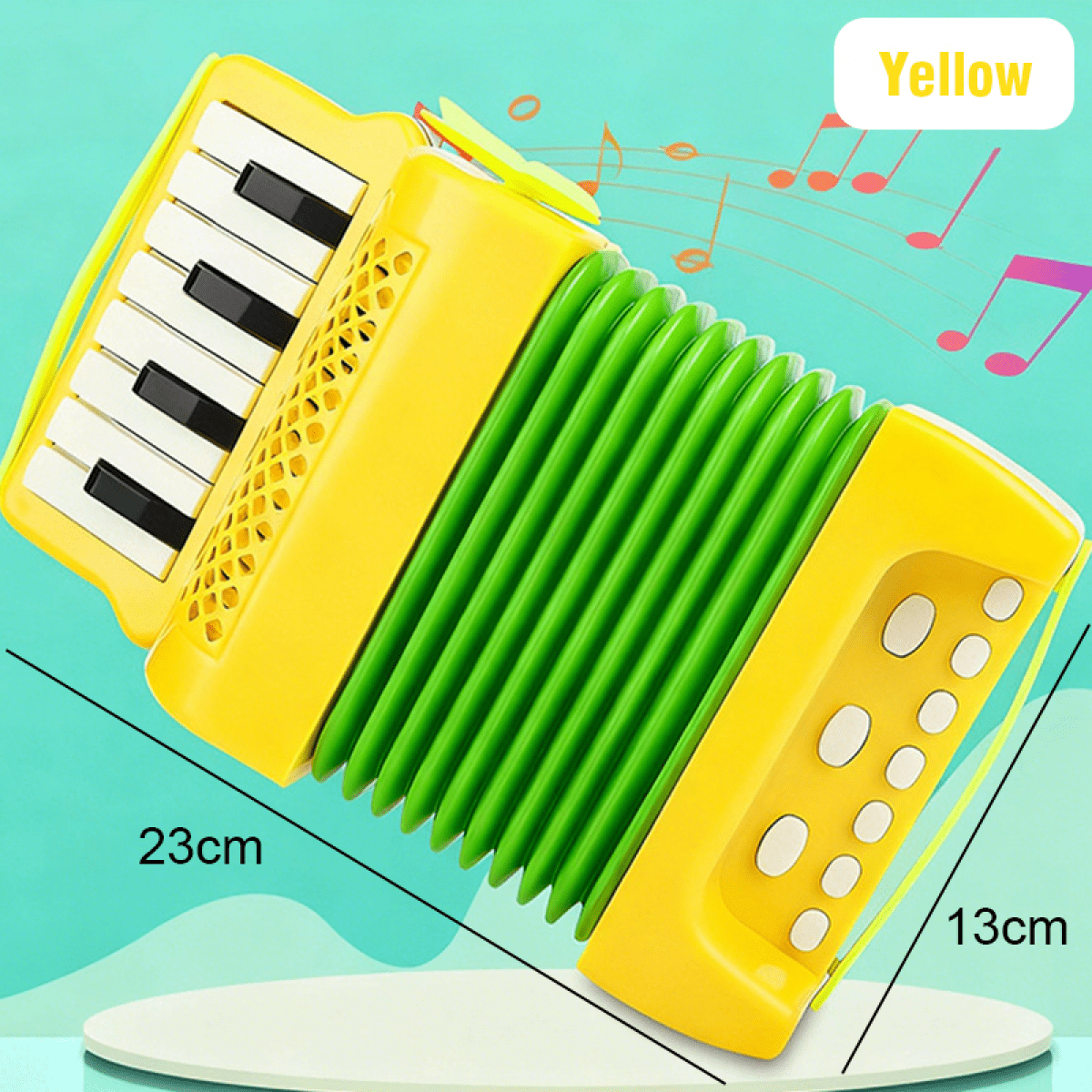 Kids Accordion Toy with 10 Keys Buttons, Mini Accordion & Piano Toys Musical Instruments for Boys Girls Beginners Early Education(Yellow)