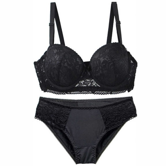 HongQid Womens Seamless Bra Underwire Matching Bra And Panty Set Comfort Push Up Bras Buttery Soft Wired Bralette Full Coverage Sport Everyday Bra