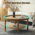 thumbnail image 3 of YINGYING 31.3" Round Coffee Table, 2 Tier Boho Circle Wood Center Table with Storage Shelf & Solid Wood Legs for Living Room, 3 of 7
