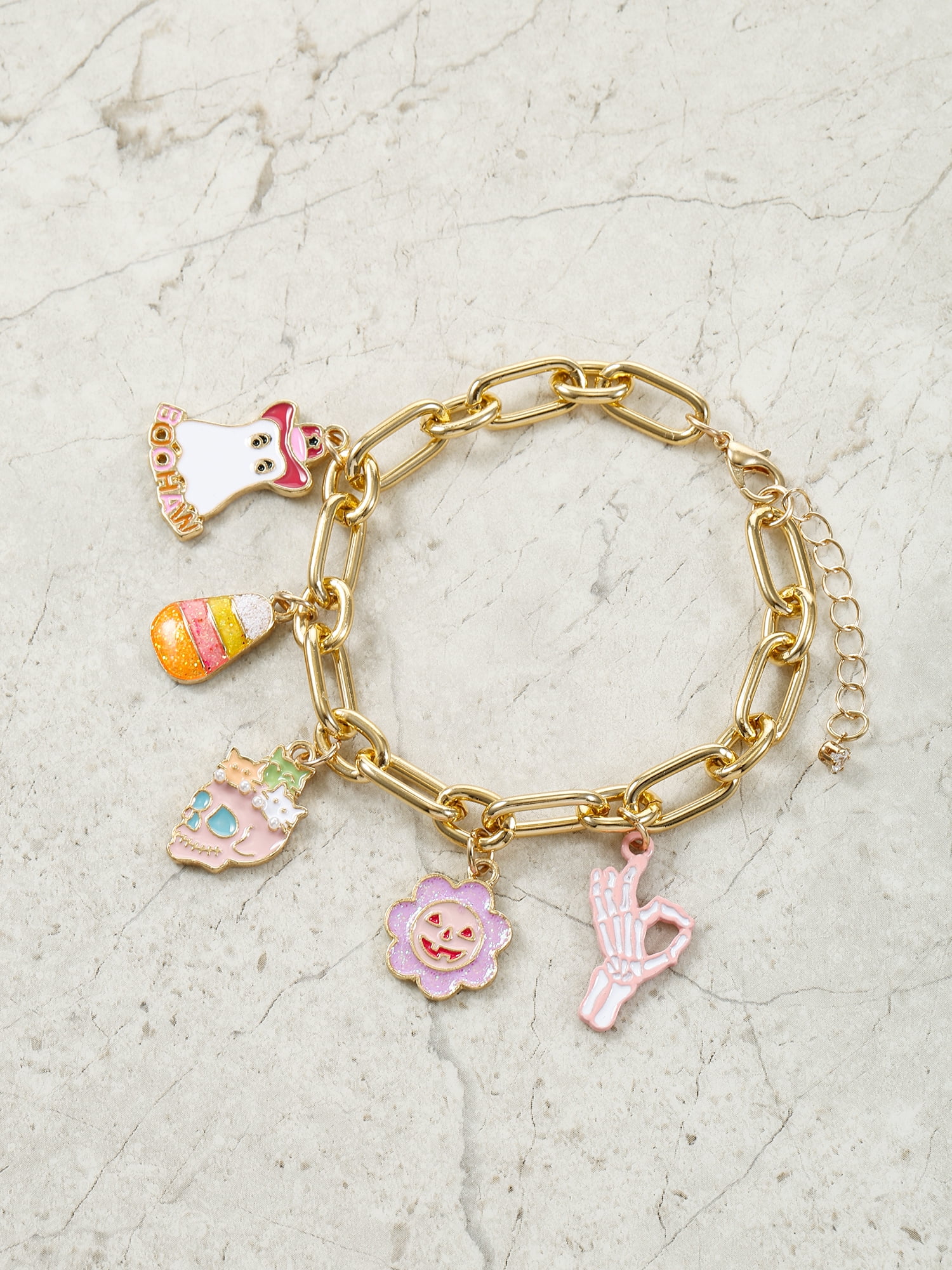 Way to Celebrate Halloween Goldtone Let's Boogie" Charm Bracelet, 1 Piece