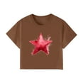 thumbnail image 6 of Blczomt Plus Size Tops for Women Short Sleeve Crop Lightweight Basic Tees Brown Crew Neck Trendy Star Print Shirts for Women, 6 of 6