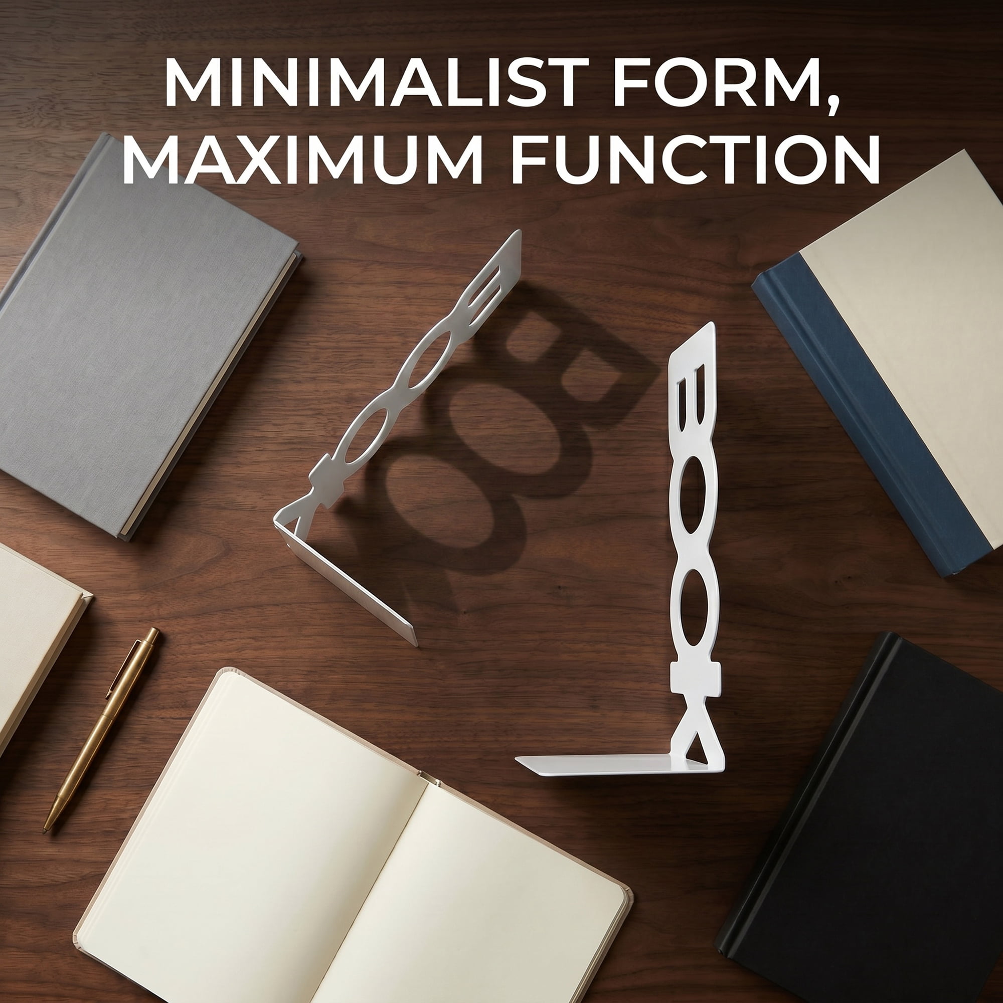 Unique Bargains Modern Geometric Metal Bookends for Office White Style C 3"x3.1"x8.5"
