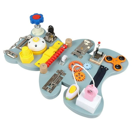 CNMF Children Busy Board Bear for 1 2 3 Year Old Wooden Handmade Inftant Sensory Activity Boards Travel Car Plane Interactive Toys