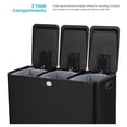 thumbnail image 2 of Home Zone Living 24 Gallon Triple-Compartment Stainless Steel Kitchen Trash Can with Step Pedals and Soft-Close Lids, Black, 2 of 7