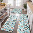 thumbnail image 2 of Blue Geometric Flower Diamond Pattern Kitchen Rugs Sets Of 3,Kitchen Runner Rugs Non Skid Washable,Decorative Kitchen Floor Mats for Kitchen,Sink,Laundry,17"x30"+ 17"x47" + 17"x59", 2 of 6