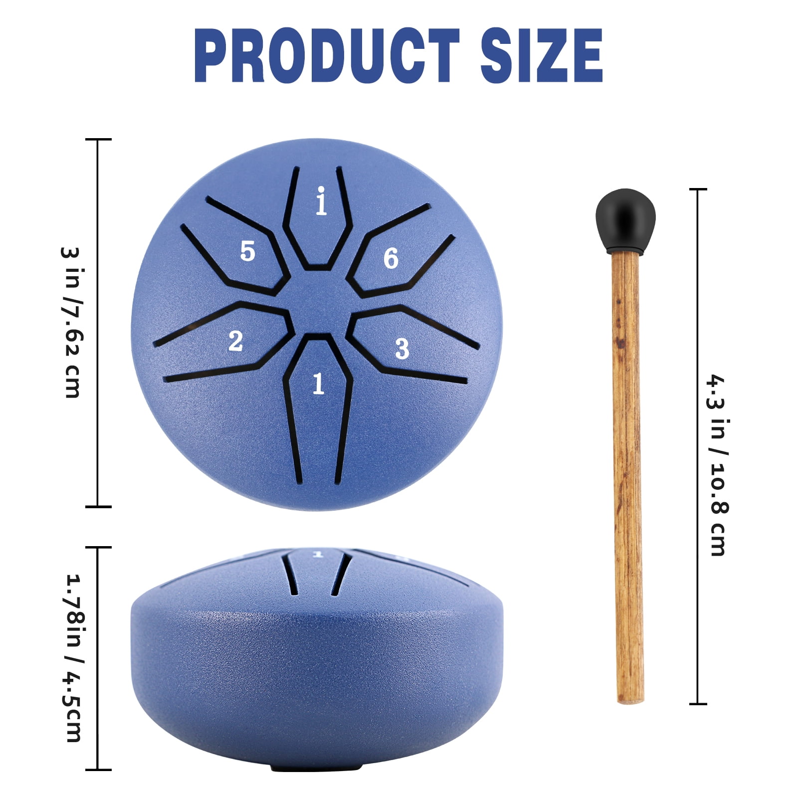 EASTROCK Steel Tongue Drum - 3 Inch 6-Note Mini Rain Drum with Mallets in C Key,Portable Percussion Instrument for Outdoor/Party/Classes/Studio(Purple blue)