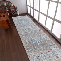 RUGSOTIC CARPETS Machine Woven Crossweave AREA RUGS - 2'6''x9'10'', Runner,Beige Black,Classic Oriental Traditional , Low Pile Machine Made Area Rugs for Living Room, Bed Room (M00093)