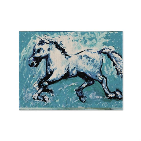Carolines Treasures MW1171PLMT Shadow The Horse In Blue Fabric Placemat, Multicolor