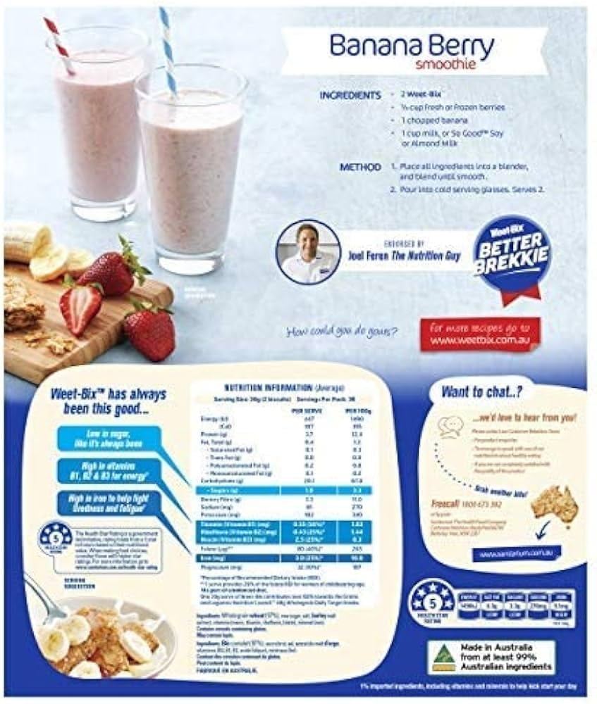 Sanitarium Weet-Bix (Value Pack of 1 x 1.2kg/72 BIX) Australia's Favourite Breakfast Cereals with Fantastic Texture and Delicious Taste, 97% Wholegrain Wheat ... Goodness and Energy
