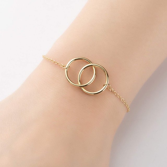 Galvanoplastia Geométrica Ronda Doble Anillo Pulsera Estilo Femenino Moda Joyería de mano